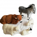 Ochse liegend, Esel, Schafe, Lämmer - Tierset - für Erzähfiguren 30 cm